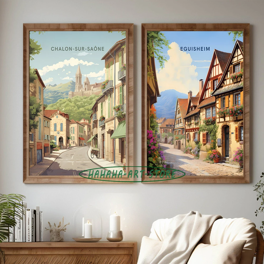 France Cities Traveling Poster Canvas Prints Lorient Arles Senlis Paris Traveling Wall Decor France Cities Home Room Decoration