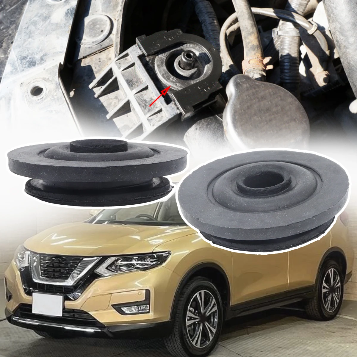 

2pc for Nissan X-TRAIL Upper Radiator Mount Rubber Bushing Holder Bracket Support T30 T31 T32 2000-2020 Accessories Repair Kit