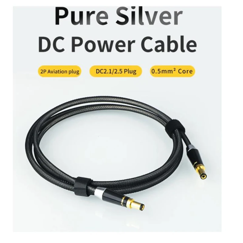 

5N Sterling Silver Dc Power Cable 5.5 DC2.1-2.5 2P Hifi Aviation Cable DcPlug To Dc2.5/2.1 Audio Cable