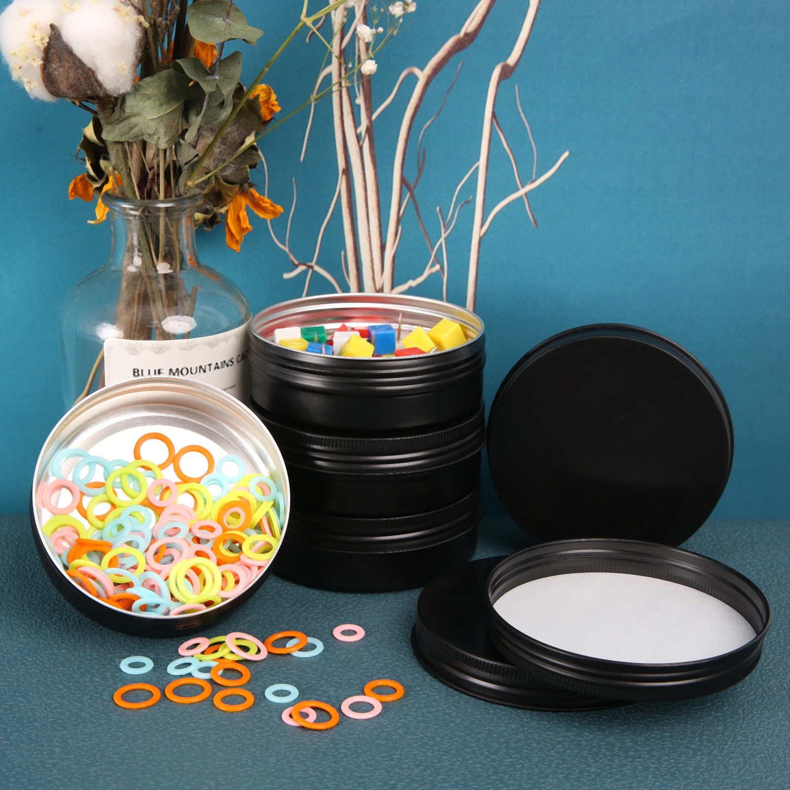 5pcs 100g Aluminum Tin Black Cosmetic Jar Sealed Bottle Portable Container Sampling Eyeshadows Face Cream DIY Cosmetic Packaging