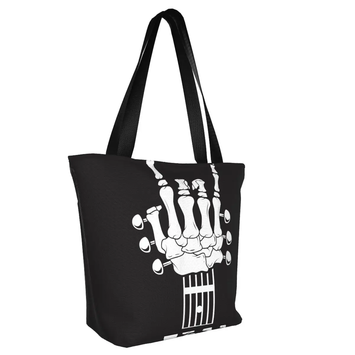 Rock Roll Skeleton Shopper Bag Music Lover Xmas Gift Shoulder Bag Women Aesthetic Tote Bag Cloth Work Student Handbags