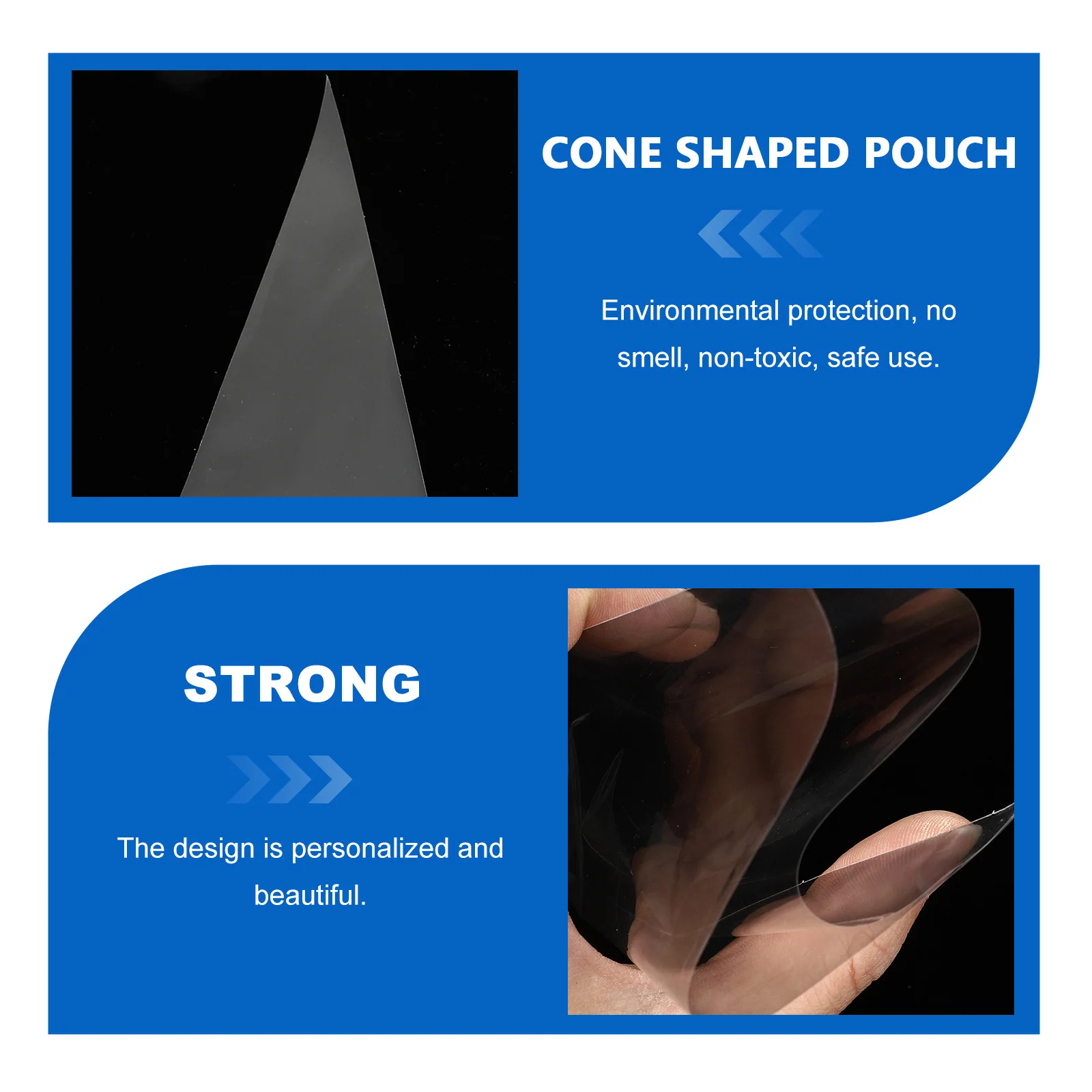 

4Sets Transparent Cone Candy Bag Clear Opp Plastic Bag Xmas Cookie Pouch Party Candy Storage Gift Holder Cone Shaped Pouch