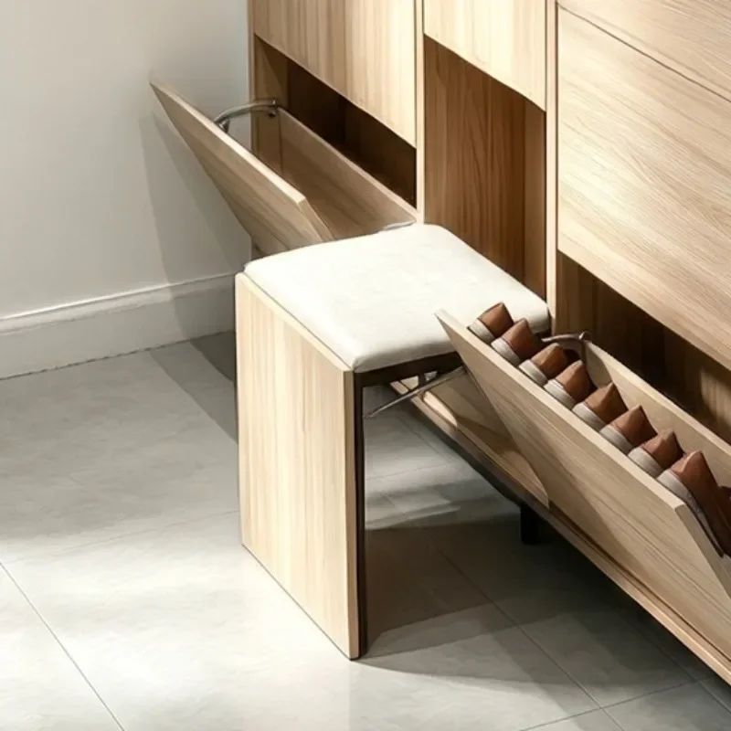 New Wooden Stools Folding Bench Shoe Changing Footstool Wall-mounted Stool Entrance Chair Hidden Seat Doorstep Bench Home F