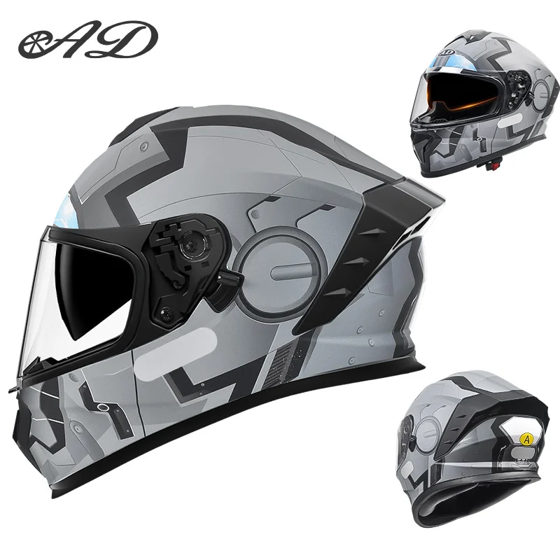 

AD Motorcycle Helmet Full Face Racing Helmets Winter Warm DOT Motorbike Sport helmet unisex riding with dua sunshades Helmet
