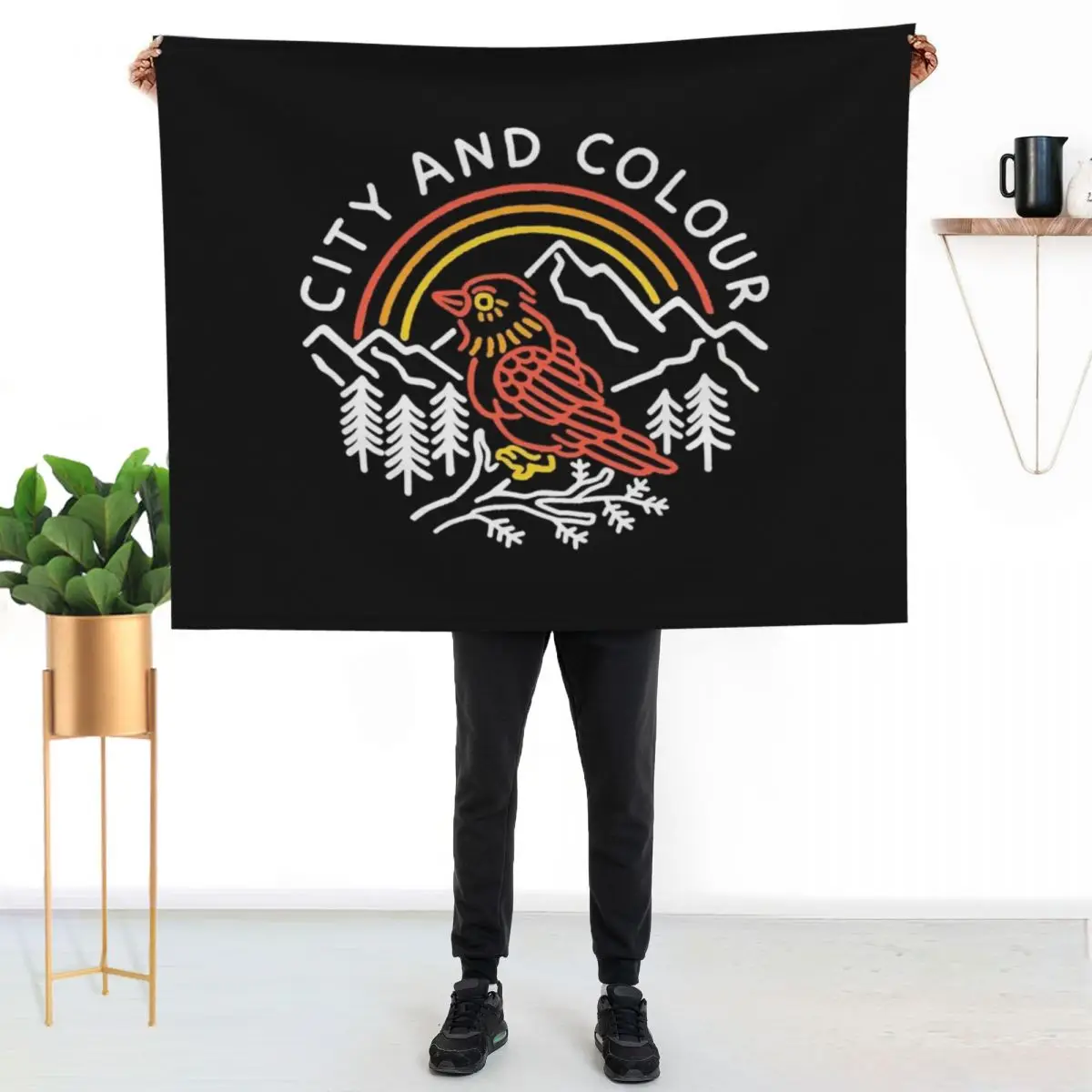 city and colour heritage circle graphic vintage styled graphic for the awesome band Throw Blanket Sofas Polar Blankets