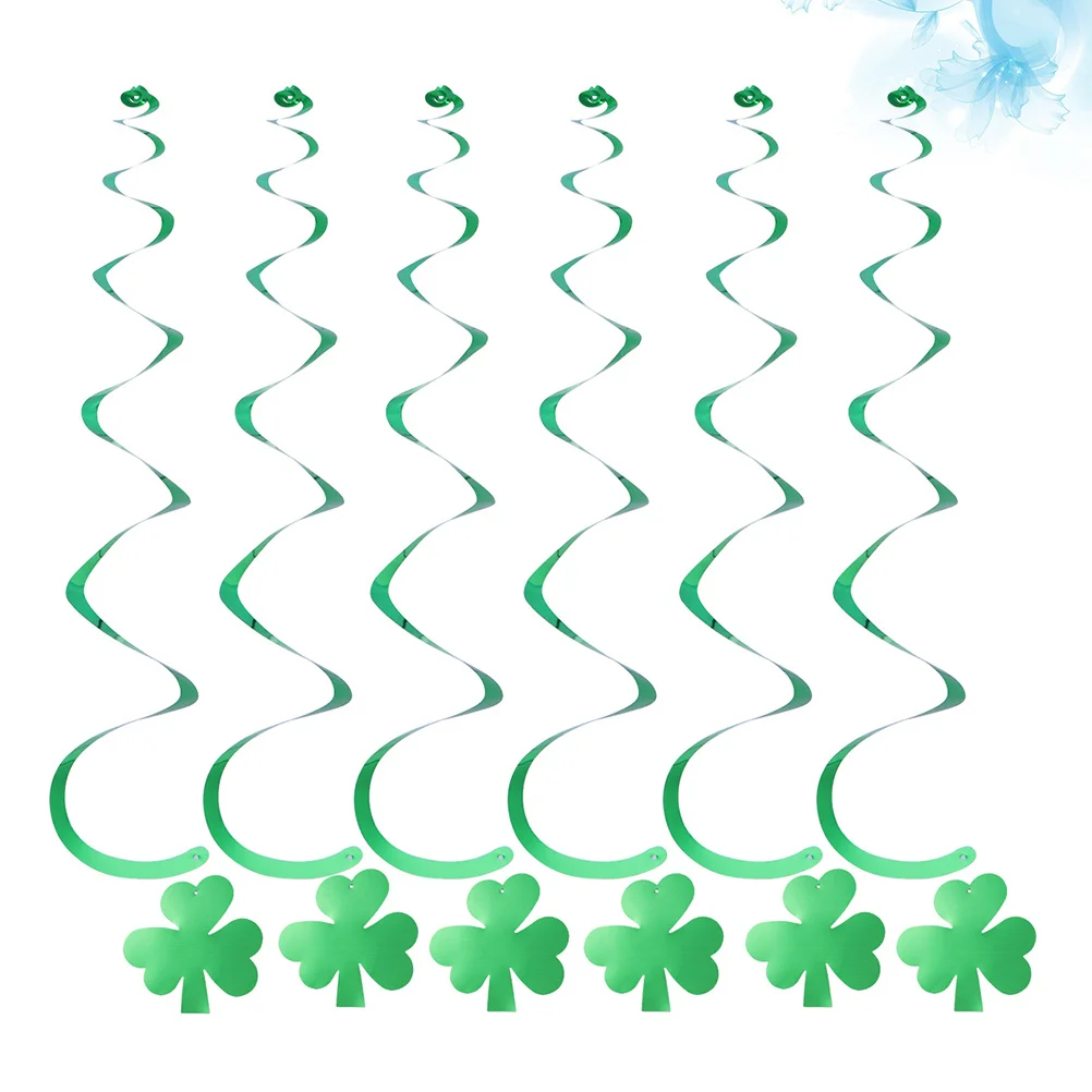 

12Pcs Four-Leaf Clover Hanging Swirls St Patrick's Day Decor Reusable Party Table Ceiling Doorway Archway