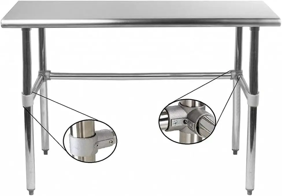 Stainless Steel Work Table Open Base | Metal Work Bench (Stainless Steel Table Open Base, 24" Long x 18" Deep)