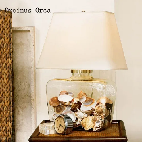 American country living room glass decorative table lamp bedroom bedside  creative romantic European container lamp