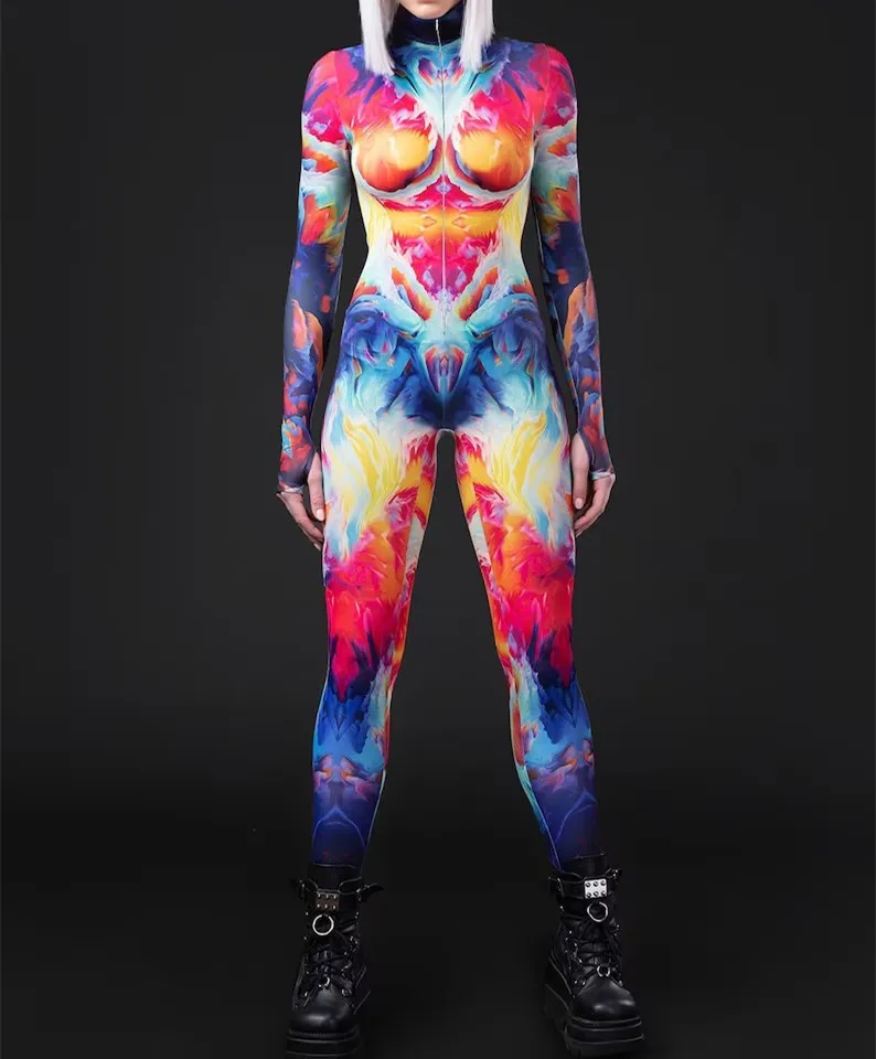 Unisex Steampunk 3D-Digitaldruck Halloween-Party Rollenspiel-Jumpsuit Damen Herren Cosplay-Kostüm Karneval Feiertags-Bodysuit – Detail 3