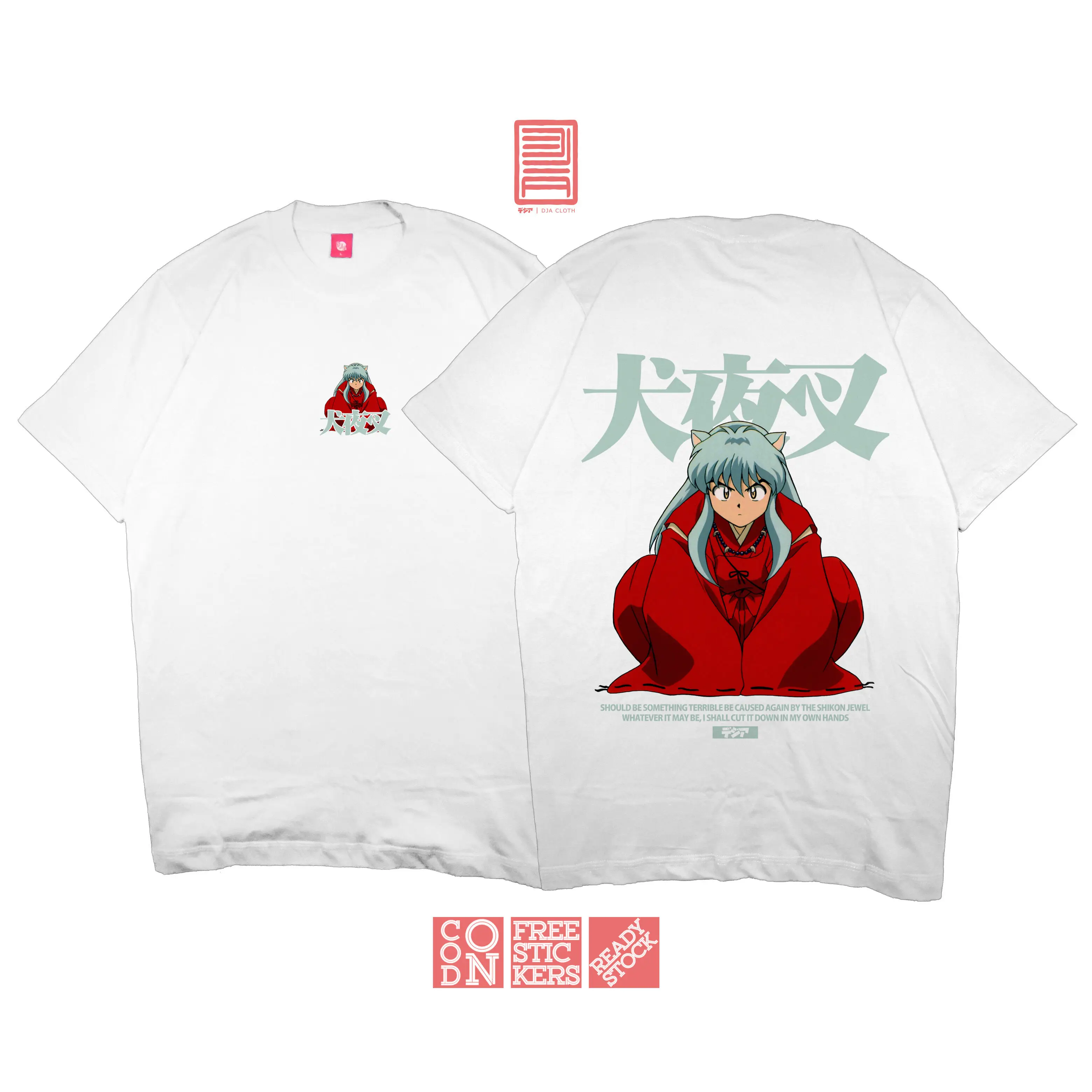 تي شيرت Kaos INUYASHA SHIKON NO TAMA KAGOME HIGURASHI KIKYO BAJU JEPANG ANIME MANGA تي شيرت DJA CLOTH