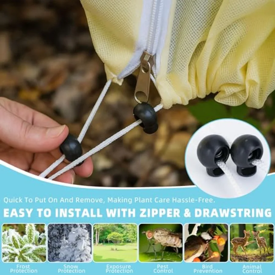 Plant Covers Freeze Protection 2 Pack 47.270.8 with Zipper and Drawstring Frost Cloths for Outdoor Garden Plants Tree Potted Wi