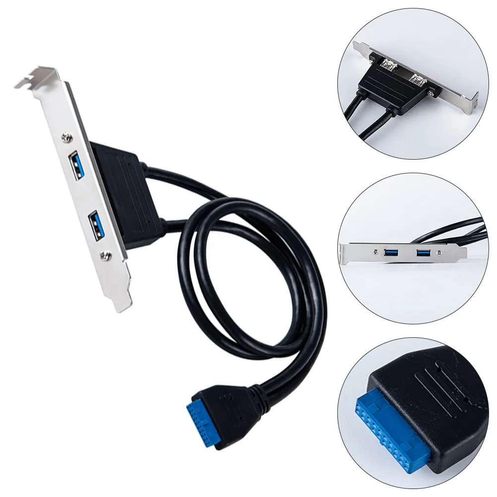 20Pin Header Adapter Expansion Rear Panel Pci Slot USB 3.0 Hub Converter Dual USB Ports Computer Motherboard Connector Cable