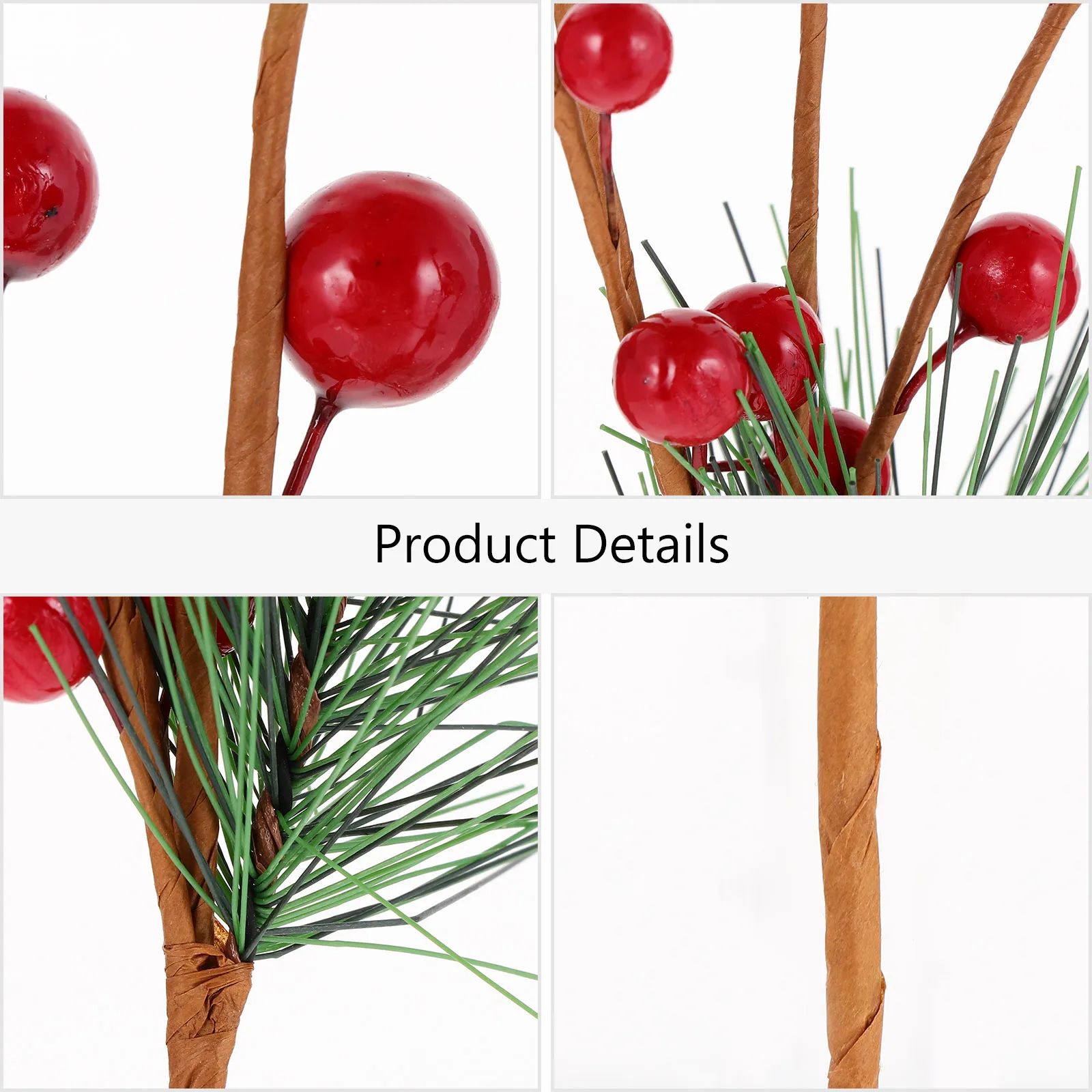 

8pcs Christmas Artificial Holly Berries Fake Red Bunches Natural Texture Home Decor Table Centerpiece Christmas Tree Wreath