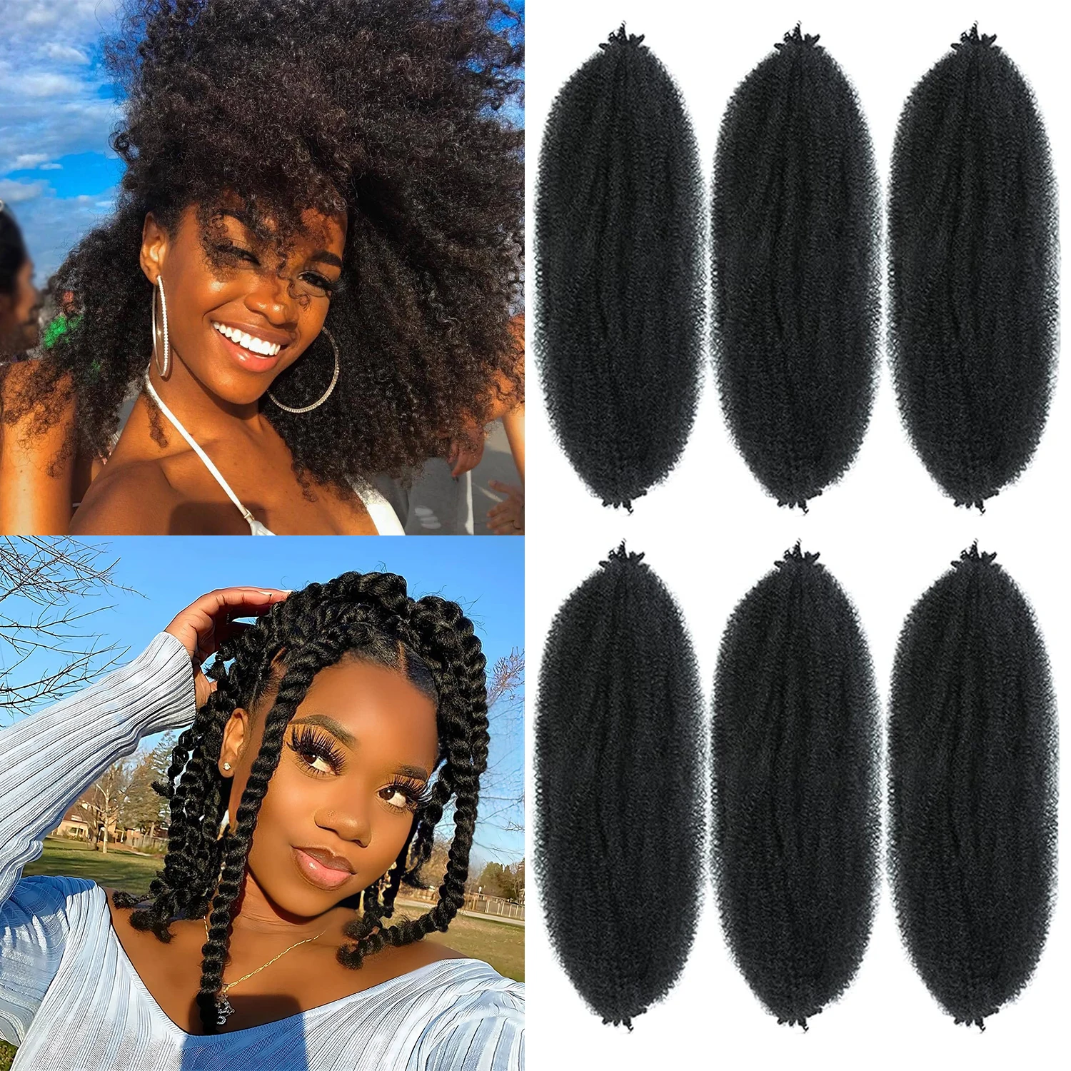 12 -30 Inch Afro Twist Braiding Hair Springy Afro Twist Synthetic Hair Pre-Fluffed Spring Twist Hair For Soft Locs