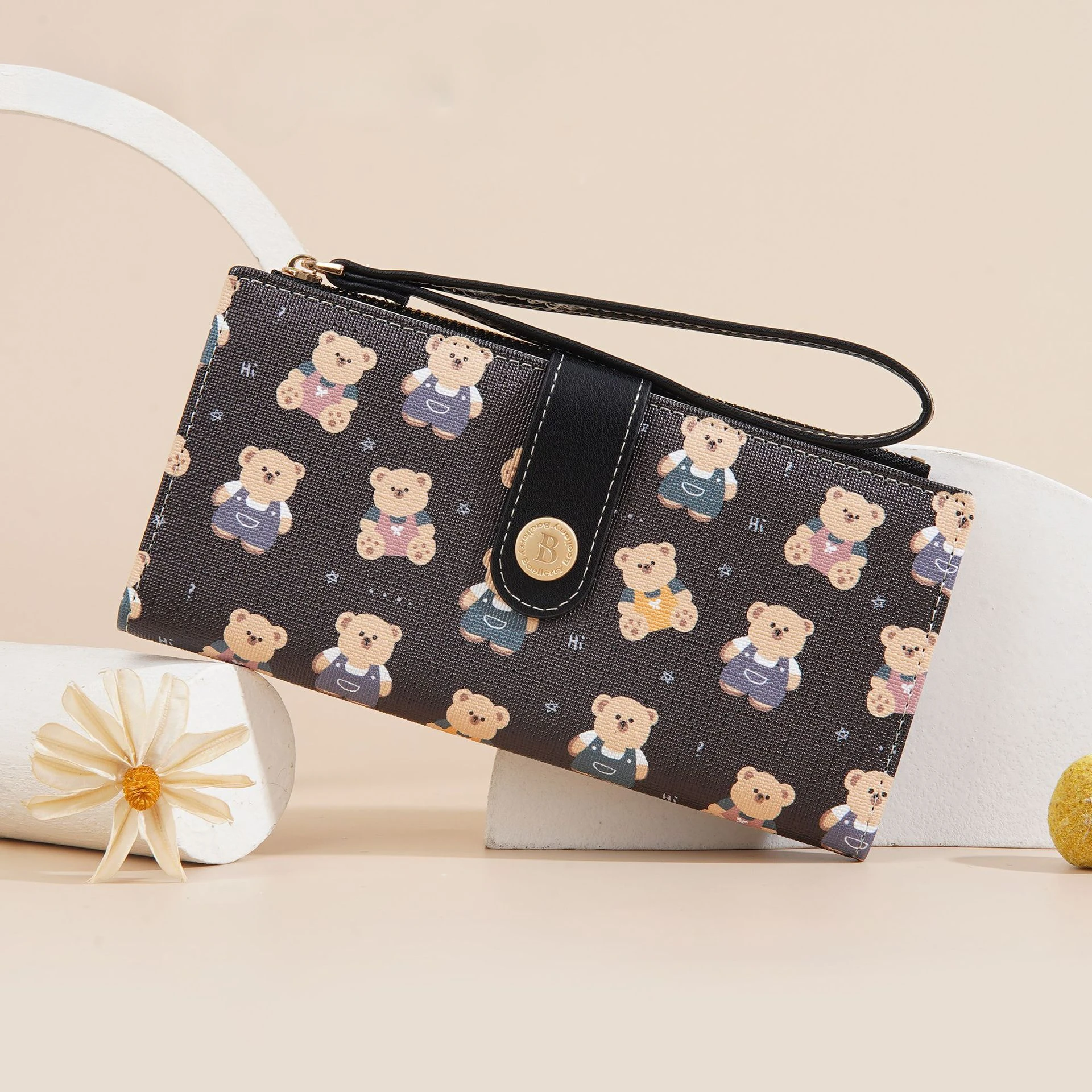 

Женский новый модный длинный кошелек из искусственной кожи с принтом медведя, держатель для монет, кожаный кошелек 7Z