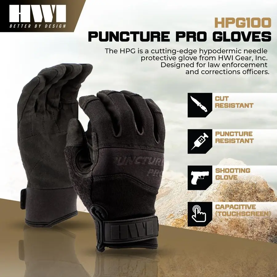 Gear HPG100 Puncture Pro Duty Glove CutResistant, Hypodermic Needle Protective, Touchscreen Capable