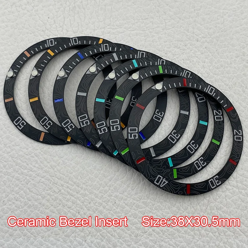 Anel de inserção de moldura de cerâmica mod 38*30.5mm para skx007 skx009 seamaster gmt caixa de relógio movimento nh35 peças de relógio de mergulho masculino personalizado