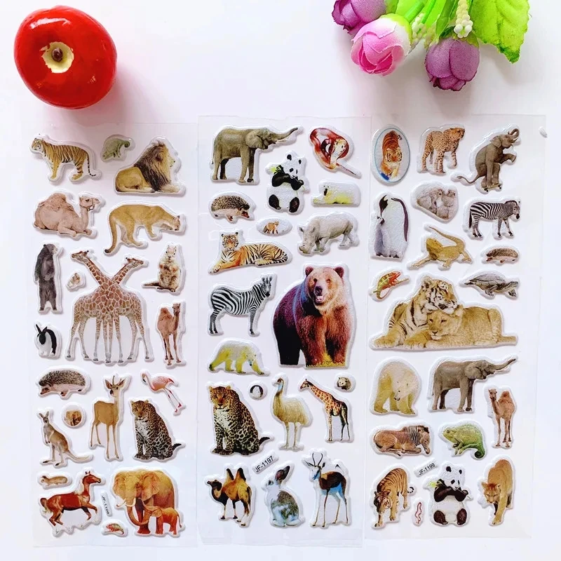 10 Sheets 3D Puffy Stickers Animals Bulk Stickers Scrapbook Decoration Birthday New Year Christmas Gifts for Kids Boys Girls view 3