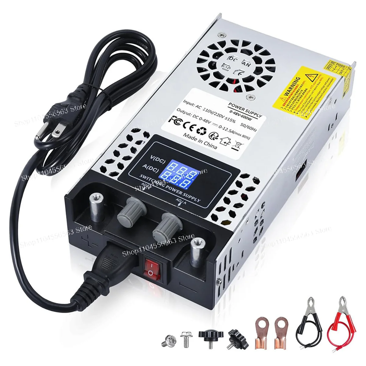 600W Adjustable Switching Power Supply (AC to DC): 0-60V DC, 0-10A
