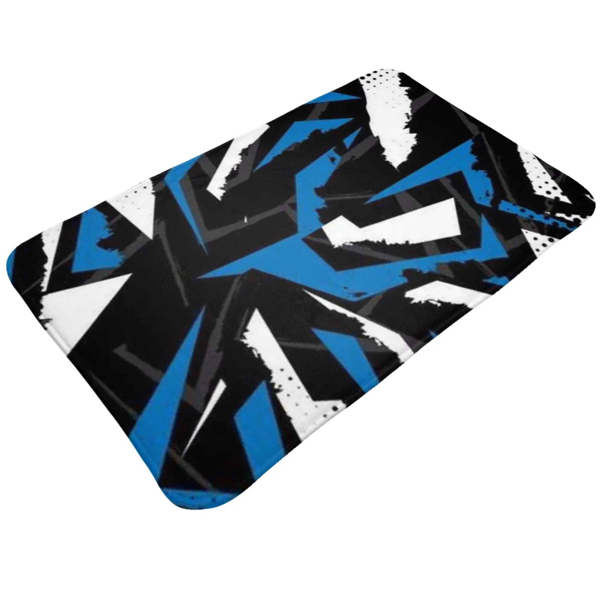 Blue Black White Geometric Abstract Pattern Doormat Bedroom Kitchen Mat  Absorbent Home Decoration