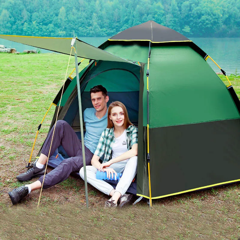 New Outdoors 3-4 People Automatic Family Tent Thickened Rainproof Camping Tent Tents Outdoor Camping Big Space Beach Tent