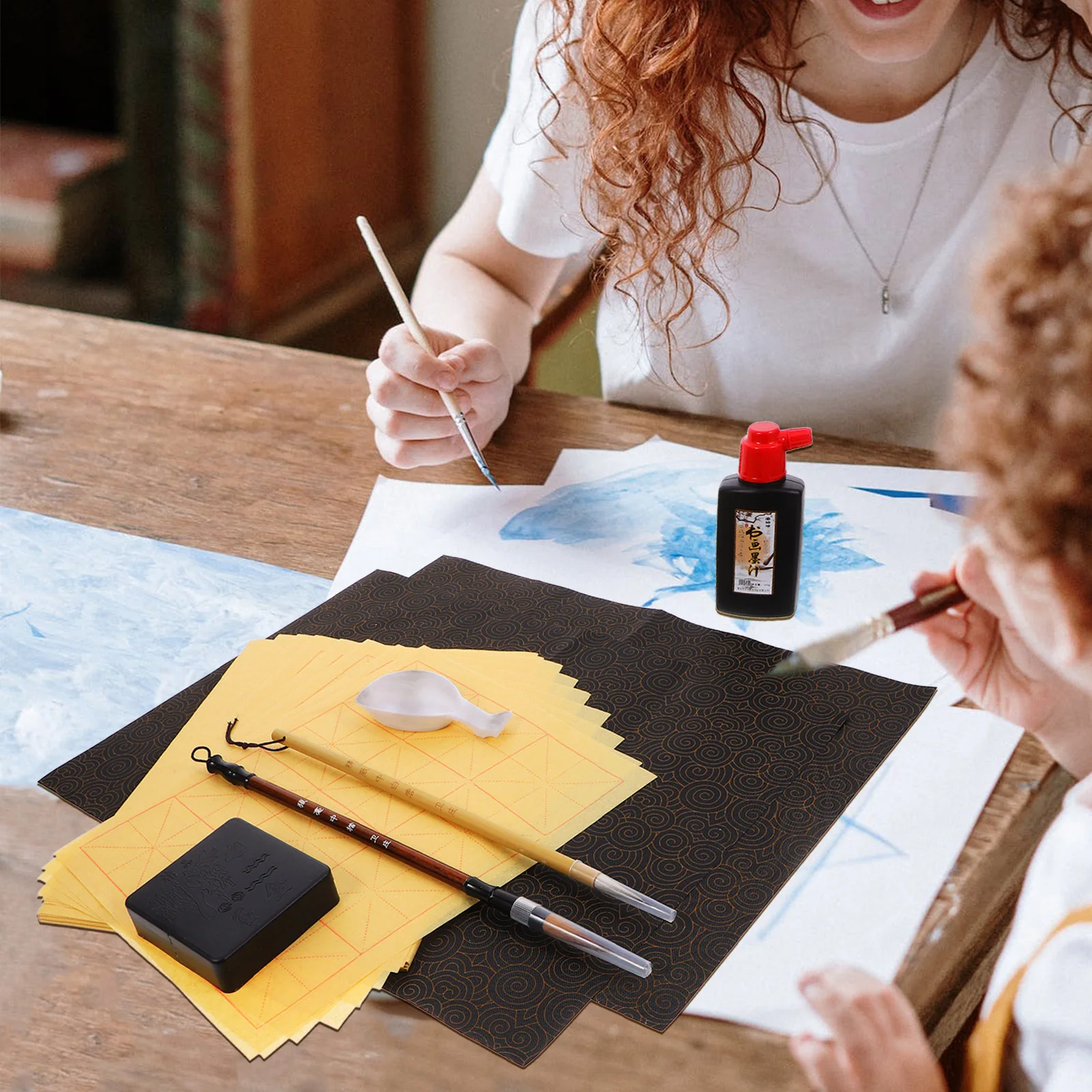 

1Set Chinese Calligraphy Kit Beginners Ink Stone Writing Brush Painting Set Artistic Practice Supplies Home Use