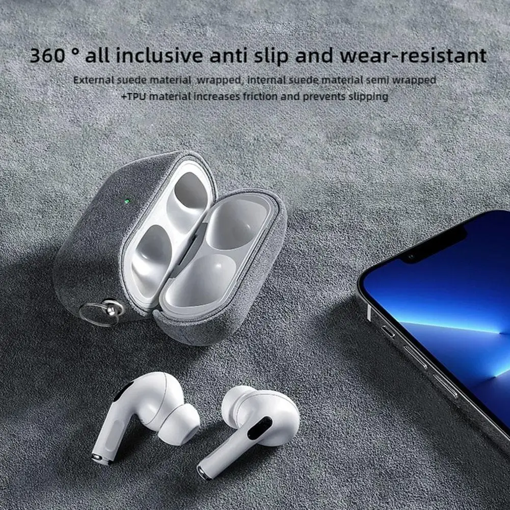 حافظة سماعة رأس من جلد الغزال لأجهزة Airpods 4 من الجلد الاصطناعي حافظة واقية لسماعات الرأس مقاومة للخدش ومضادة للسقوط