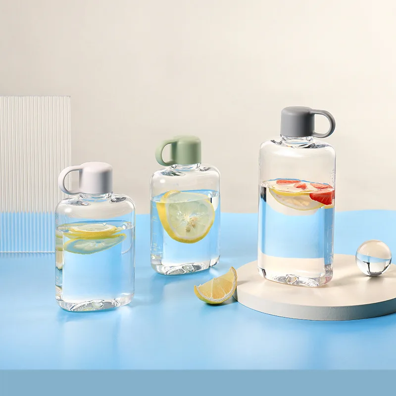 1Pcs Color Water Botlte Flat Sport Clear Plastic Crystal Drinks Kettle Notebook Milk Juice Transparent Drinkware Birthday Gift