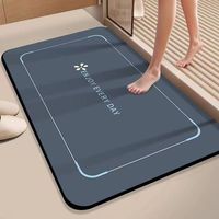 Custom Diatomite Bath Mat - Super Absorbent Quick-Dry Foot Pad for Bathroom/Shower, Non-Slip Easy-Clean Floor Mat (Grey/Beige)