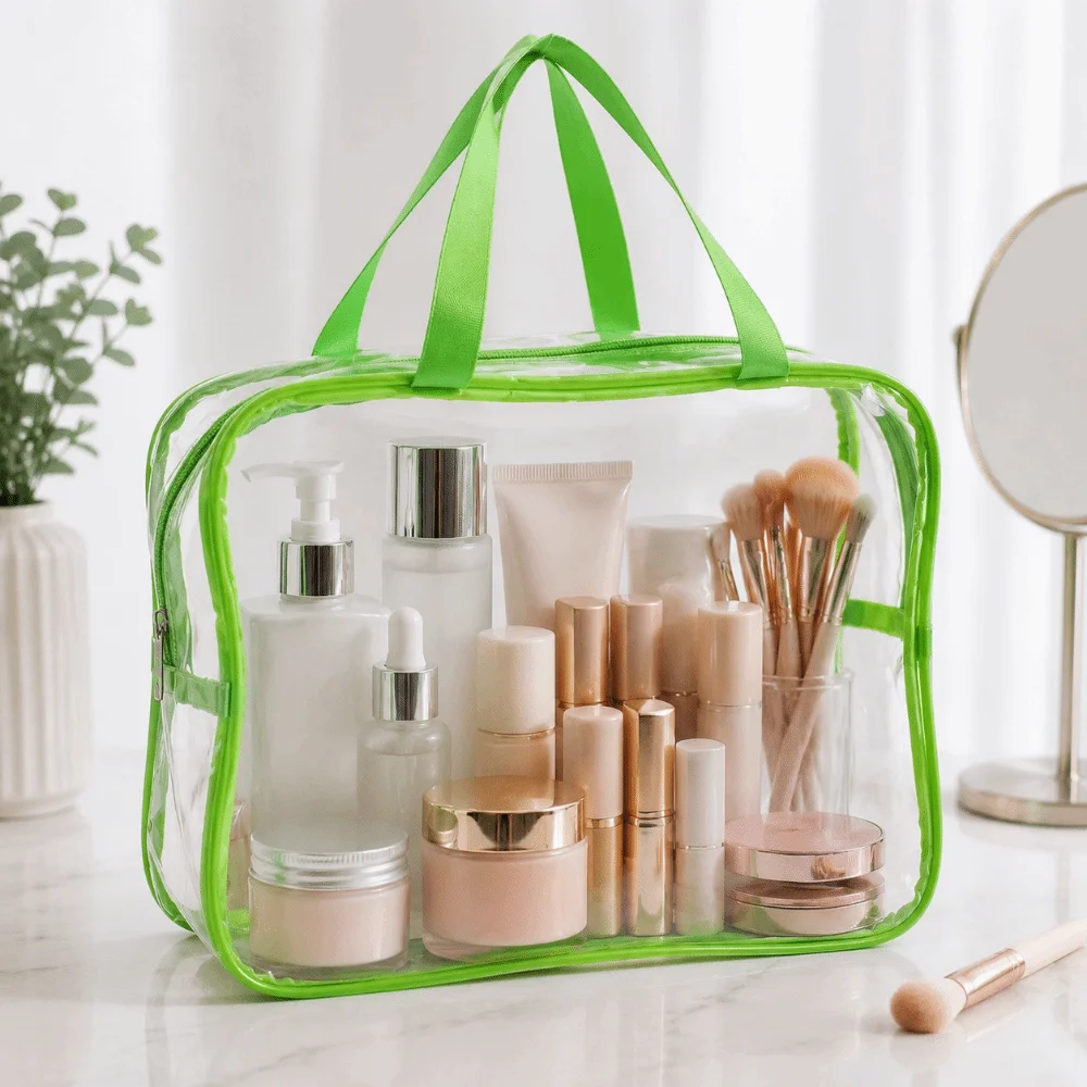 Transparent Travel Toiletry Bag Large Capacity Thickened PVC Makeup Bag Zipper Portable Cosmetic Bag Suitable For Men Women