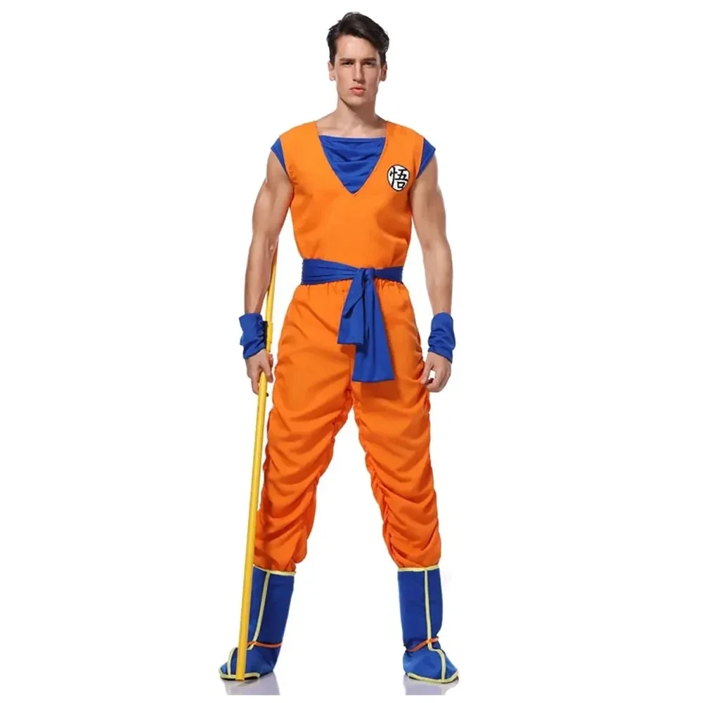 

Halloween Japanese anime Adult Orange Suits Son Goku Masquerade Cosplay Anime Superheroes Role Play Dress Up