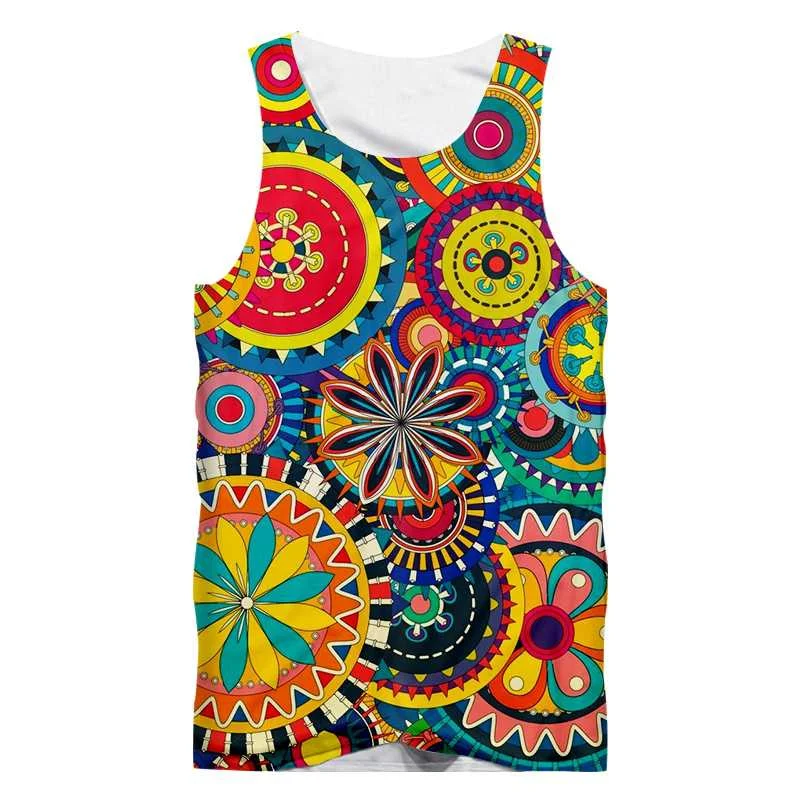 Vertigo-Camiseta sin mangas con estampado 3D para hombre y niño, chaleco informal de gran tamaño con pintura de Color, estilo Hip Hop, ropa de calle para verano