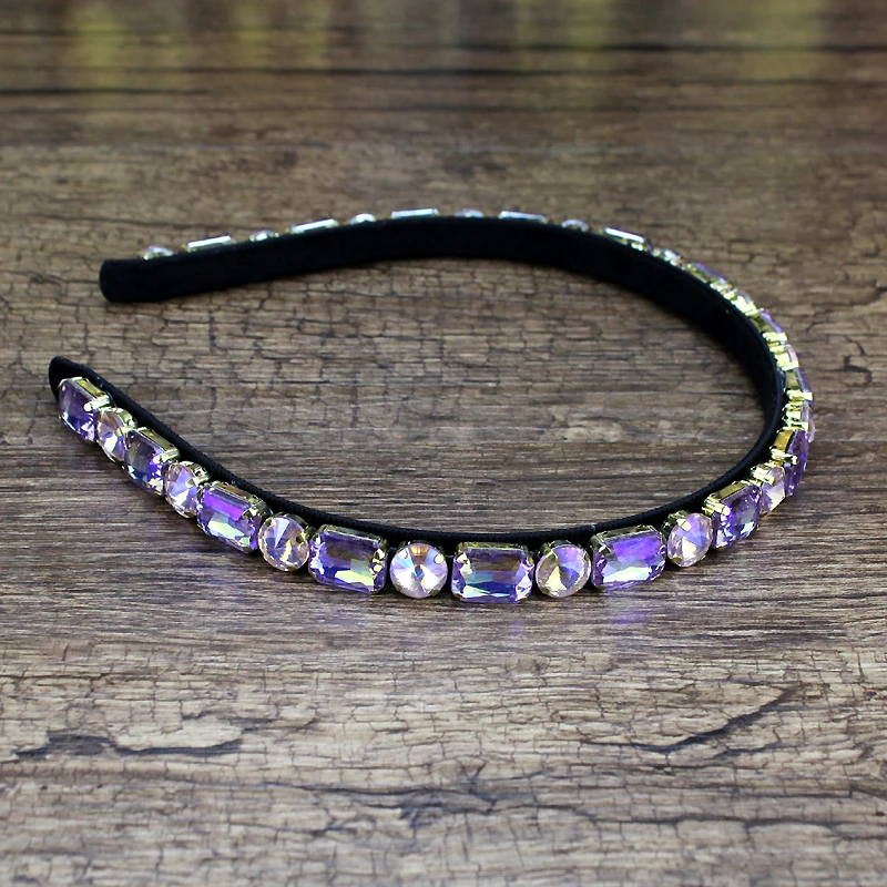 Handmade AB Purple Full Crystal Hairband Shiny Rhinestone Headband For Women Fashion Hair Accessories