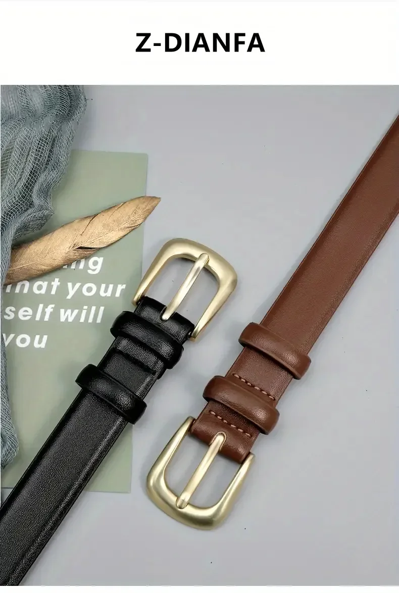 قطعة واحدة من حزام جلد البولي يوريثان الأنيق أحادي اللون - إبزيم دبوس ذهبي، بسيط، كاجوال، متعدد الاستخدامات، حزام خصر قابل للتعديل للسراويل