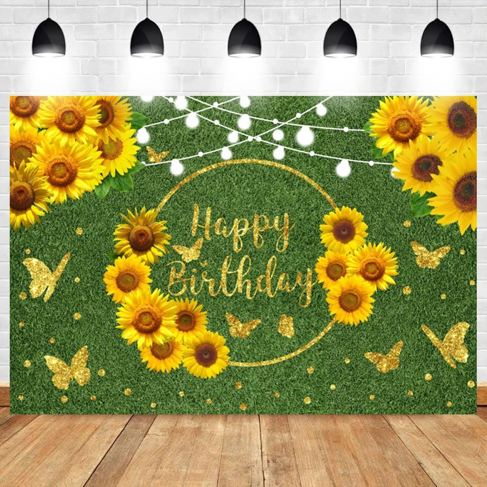 Sunflower Blue Sky Sunset Photography Backdrop Beautiful Rustic Field Natual Scenery Girl Portrait Kid Birthday Party Background