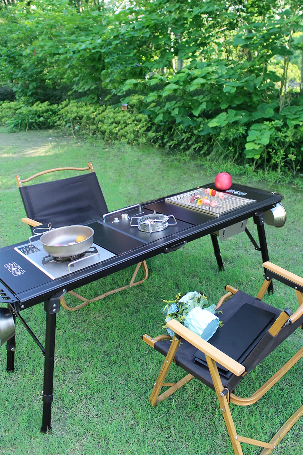 Tavolo IGT pieghevole 5 unità Tavolo leggero Zaino tavolo arrotolabile Scrivania con gambe regolabili Tavolo da barbecue con bruciatore da tavolo