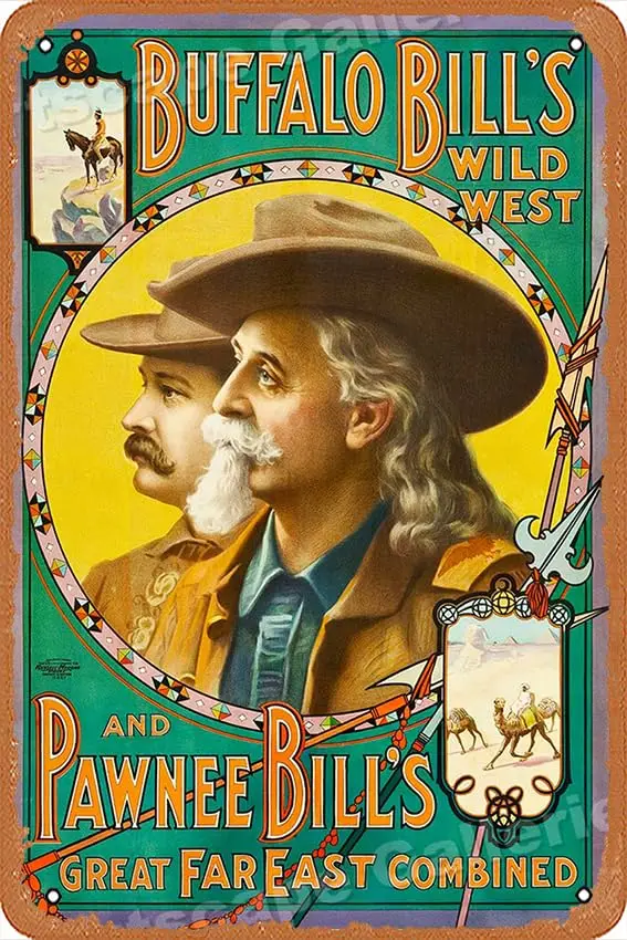 Vintage Tin Signs Buffalo Bill's Wild West Show Vintage Poster Reprint - Classic Cowboy Western Home Decor in Poster Print o