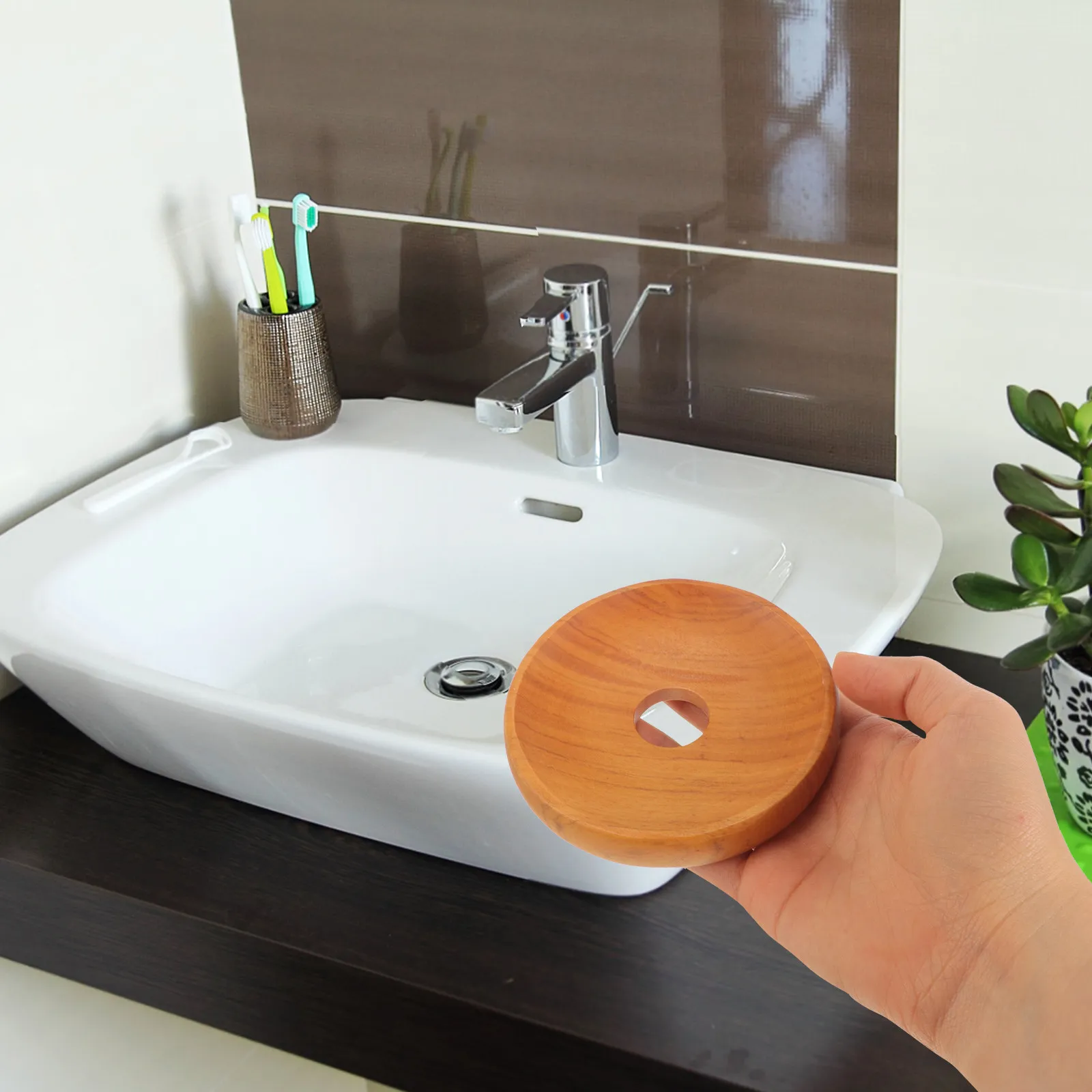 Natural Wood Soap Holder for Shower, Bathtub & Kitchen – Multifunctional Tray for Soap, Sponge, Brush – Elegant Home Decor
