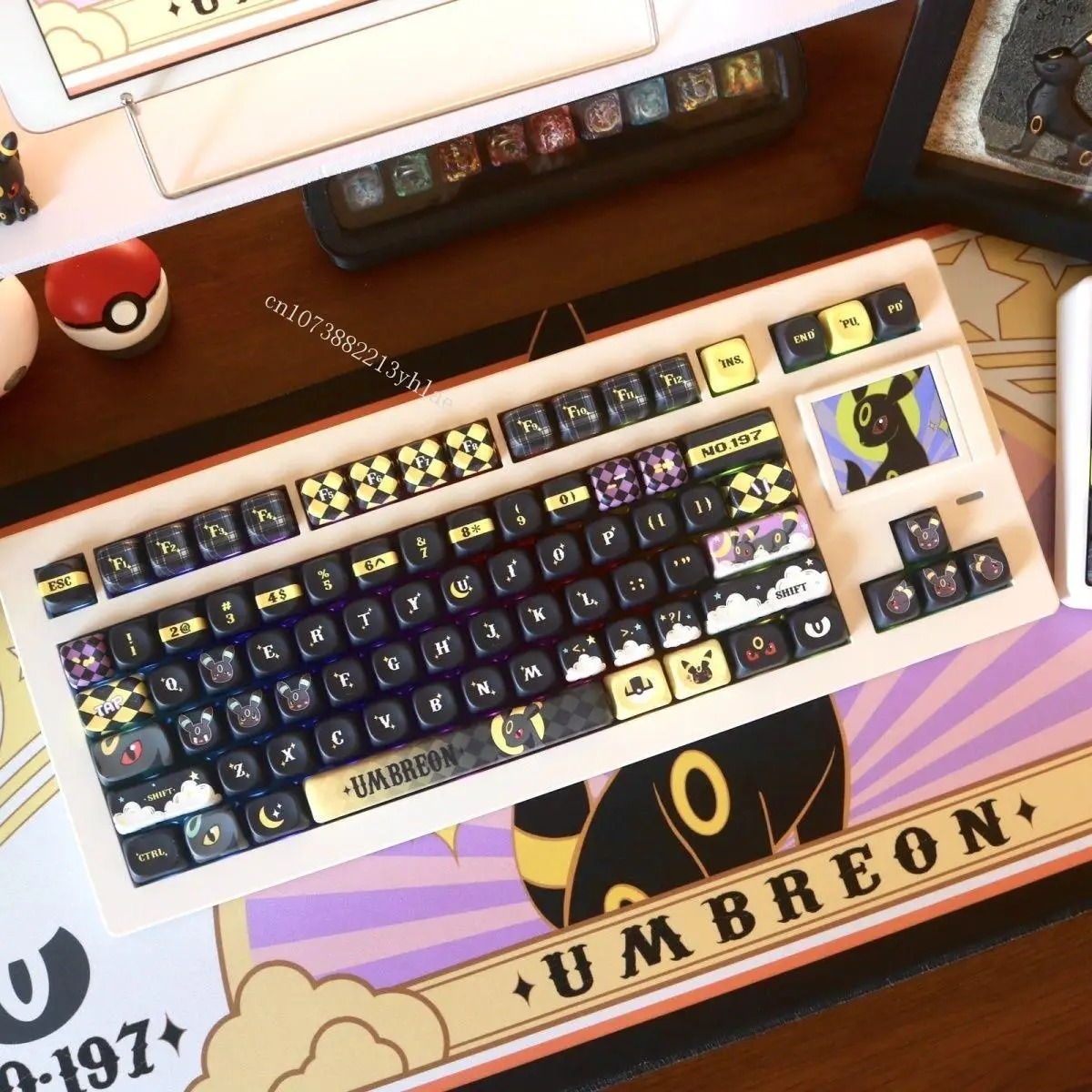 

In stock Kawaii Pokemon Umbreon keycap DIY Mechanical keyboard accessories MOA height PBT Five-sided sublimation Christmas gifts