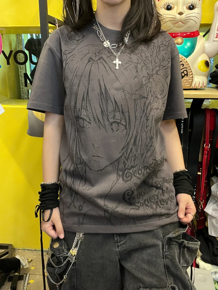 Heavily Weighted 260G Short Sleeve T-Shirt by Wang Studio 2025 Spring Cotton Spandex Anime Design Unique Style Quality Fashio...