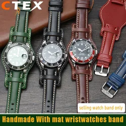 18mm 20mm 22mm Cowhide Bracelet watch strap mens watchband With mat wristwatches band handmade lea-ther Universal bracelet