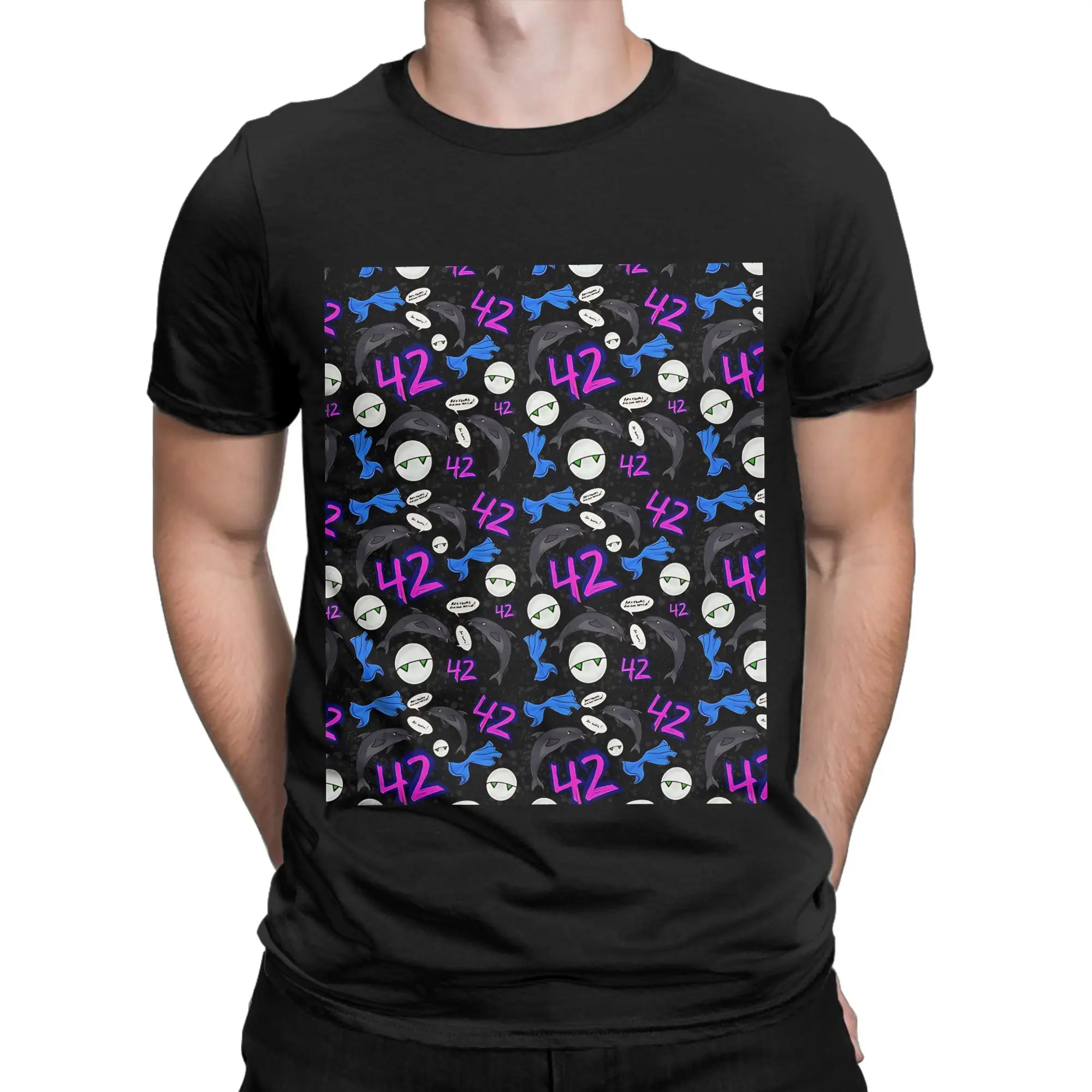 Dont Panic Graphic Funny 100% Cotton T-Shirt The Hitchhikers Guide to the Galaxy Tops Tees For Men