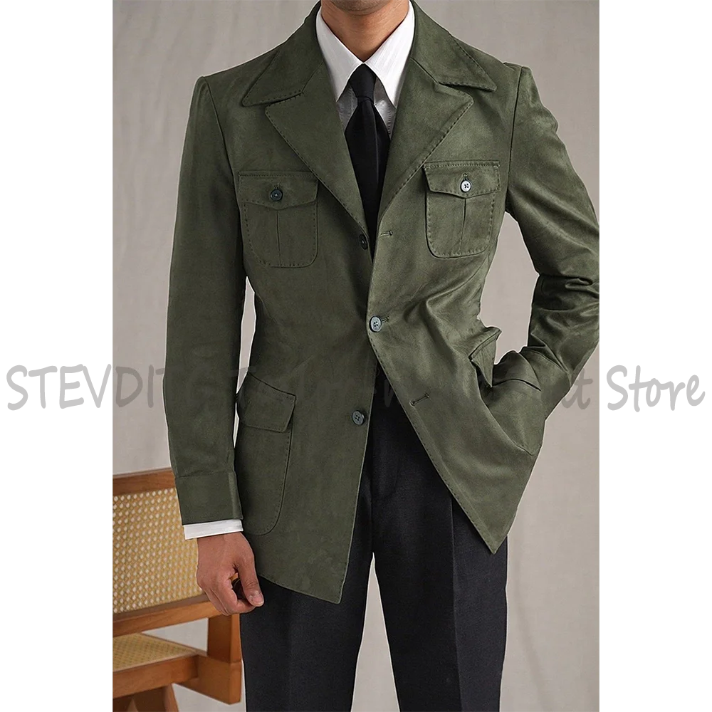 Daily Casual Straight Men Suit Single Breasted Fashion Outfit Contrast Color Unique Formal Dinner Party Male Set Jacket Pants