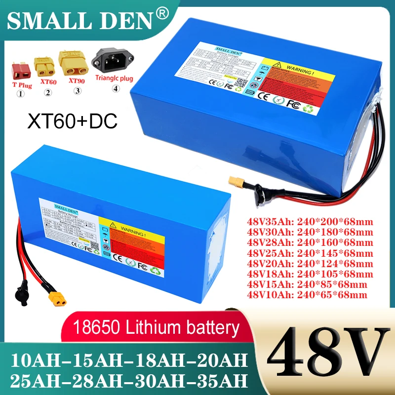 48V 10Ah 15Ah 18Ah 20Ah 25Ah 28Ah 30Ah 35A Lithium Battery pack 18650 13S 1500W With BMS For E-motorcycle scooter Large capacity