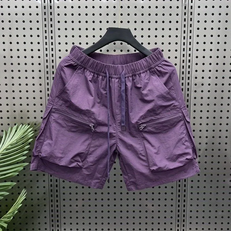 

Men's Casual Breathable Outdoor Workwear orts Pure Color Qui Dry Multi-ket Zipper Design Summer Outdoor Leisure orts