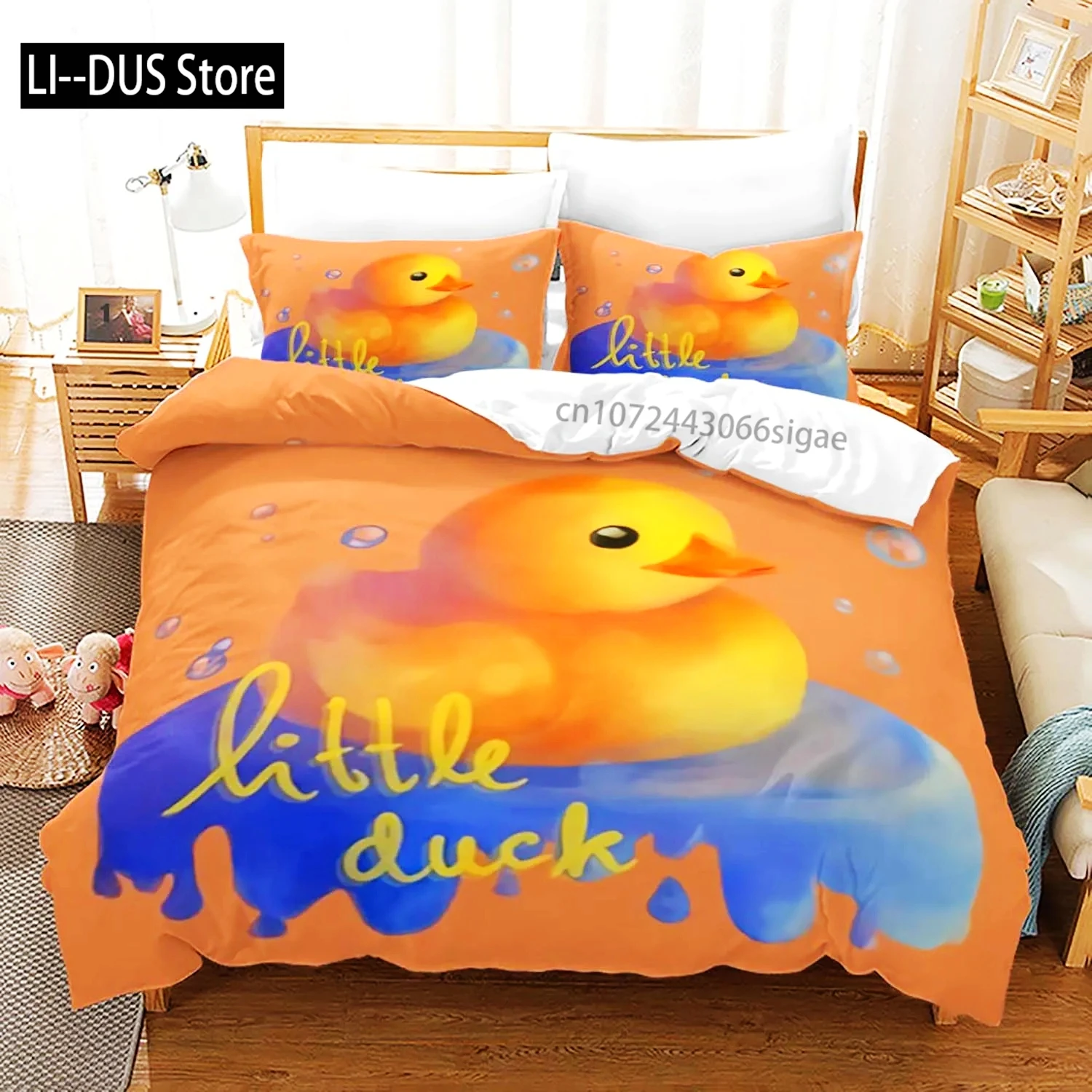 بطة صفراء ثلاثية الأبعاد طباعة طقم سرير واحد التوأم كامل الملكة الملك الحجم طقم سرير الكبار طفل غرفة نوم مجموعات غطاء لحاف مع المخدة