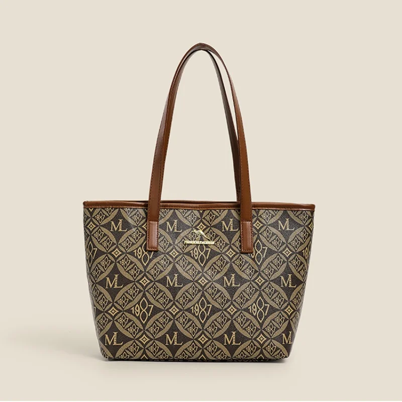 

Cross-border printed tote bag for women, new style, single shoulder bag, large capacity, fashionable and trendy, high-quality te