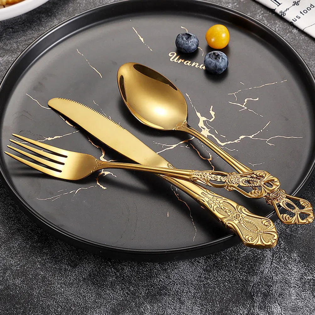 

1Set Western Tableware Set Stainless Steel Fork Cutter Spoons Kit Kitchen Supplies Stainless Steel Fork