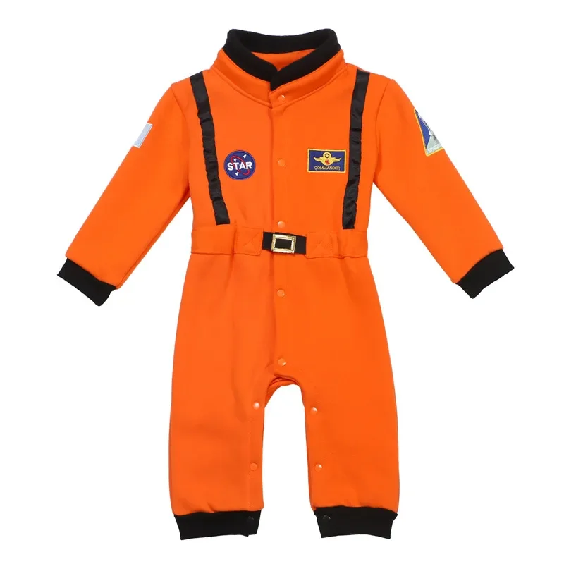 زي رائد فضاء لطيف للأطفال من عمر 3 إلى 12 سنة بدلة فضائية قطنية دافئة مع تصميم أزرار مطرزة لأداء التنكرية
