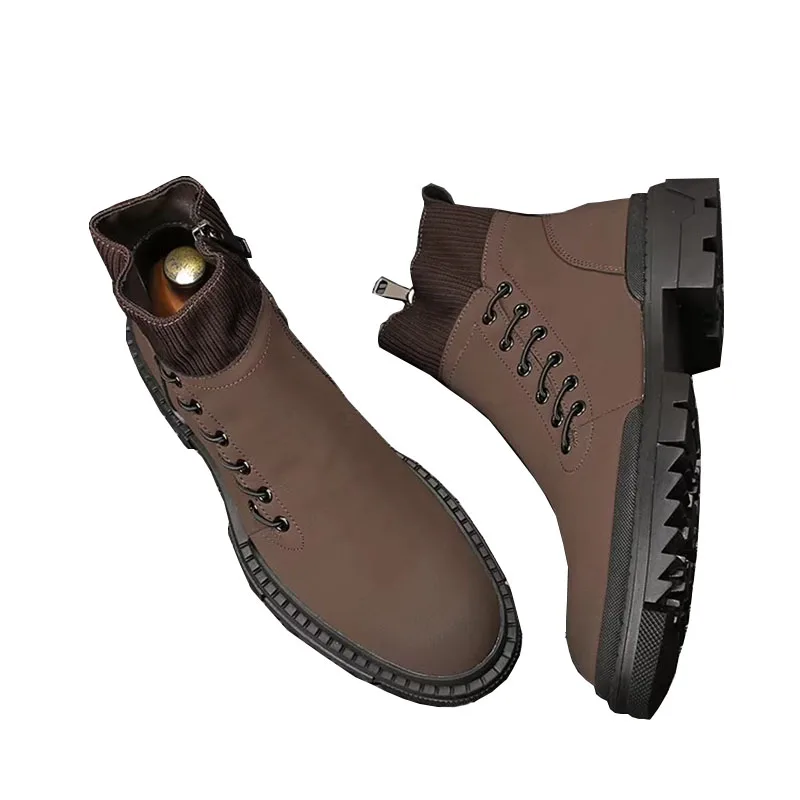 

Breathable high-top men's shoes - Korean version, thick-soled, casual shoes for business and formal events, leather boots 2